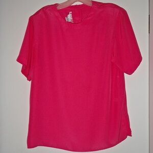 APPLESEED'S WOMENS BRIGHT PINK SHORT SLEEVED BLOUSE SIZE 12